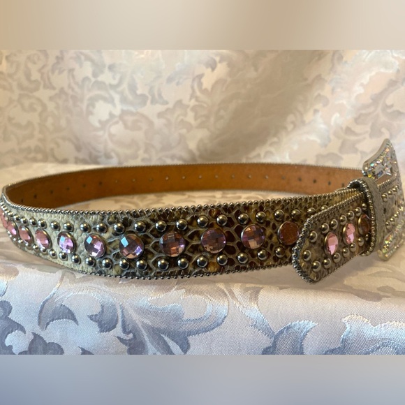 Blazin Roxx Lady’s M Western Belt, Faux Snake Skin, Pink Rhinestones - Picture 9 of 10